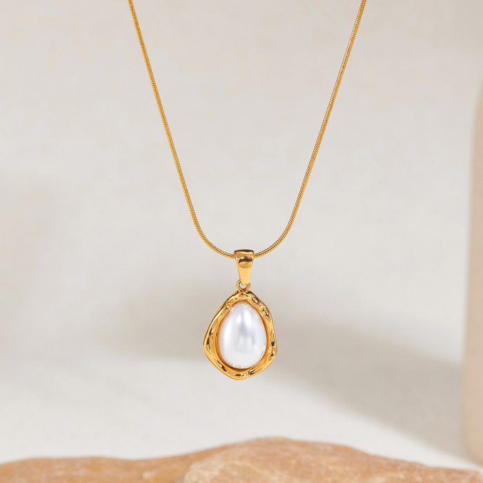 Colier inox picatura cu perla [7]