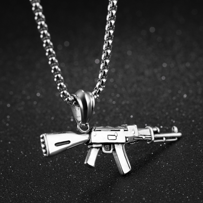 Colier inox pistol mitraliera 60 cm [3]