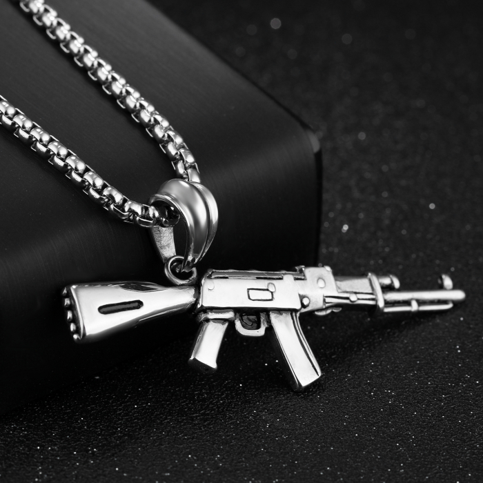 Colier inox pistol mitraliera 60 cm [7]