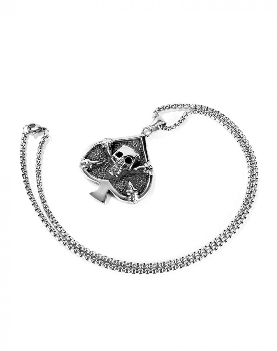 Colier inox poker cu pica cu craniu 55 cm [17]