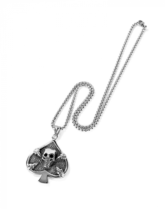 Colier inox poker cu pica cu craniu 55 cm [13]