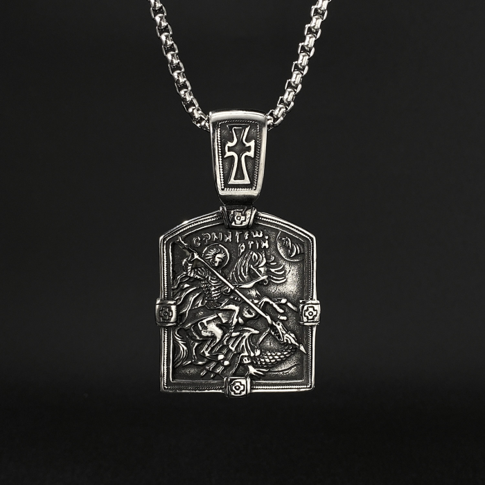 Colier inox Sfântul Gheorghe din Oțel Inoxidabil – Simbol al Curajului și Protecției Divine [10]