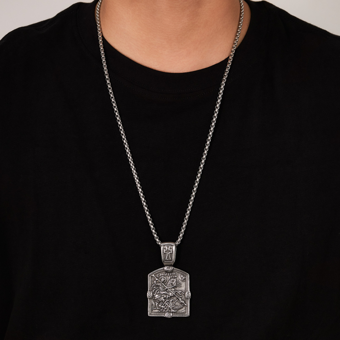 Colier inox Sfântul Gheorghe din Oțel Inoxidabil – Simbol al Curajului și Protecției Divine [12]