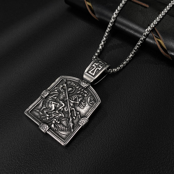 Colier inox Sfântul Gheorghe din Oțel Inoxidabil – Simbol al Curajului și Protecției Divine [13]