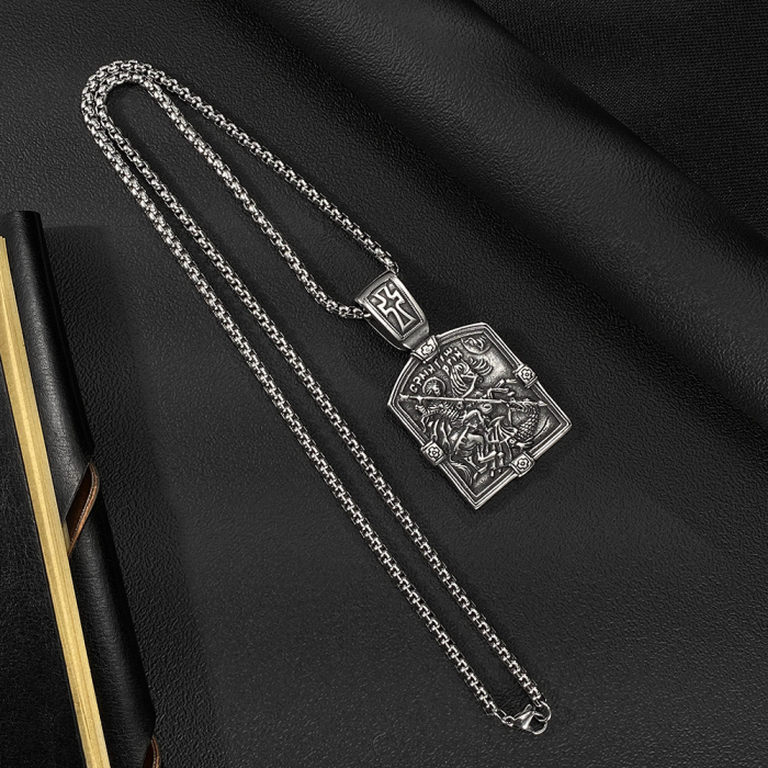 Colier inox Sfântul Gheorghe din Oțel Inoxidabil – Simbol al Curajului și Protecției Divine [3]