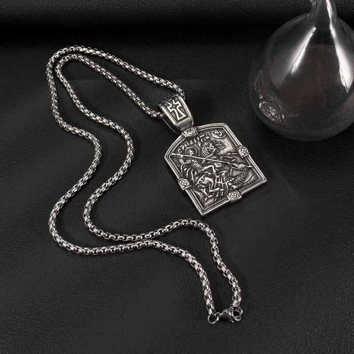 Colier inox Sfântul Gheorghe din Oțel Inoxidabil – Simbol al Curajului și Protecției Divine [11]