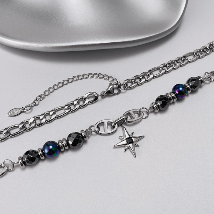 Colier inox stea cu hematite [6]