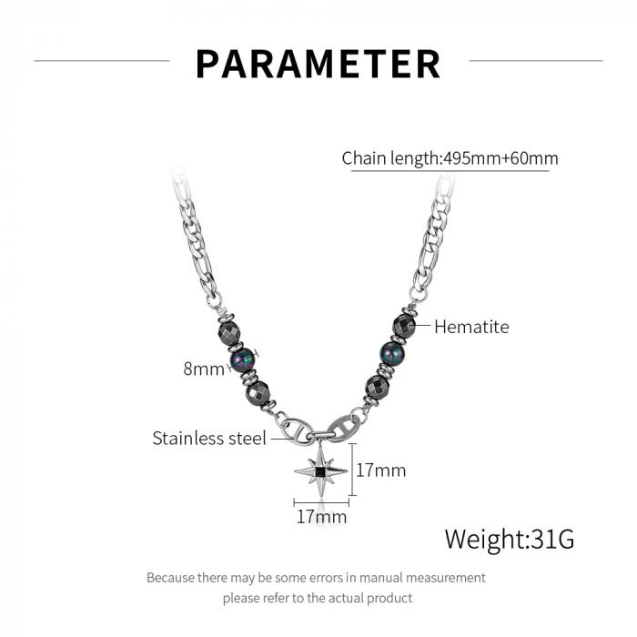 Colier inox stea cu hematite [9]