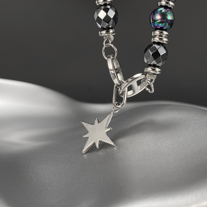 Colier inox stea cu hematite [7]