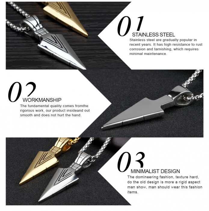 Colier inox varf de sageata 55 cm [4]