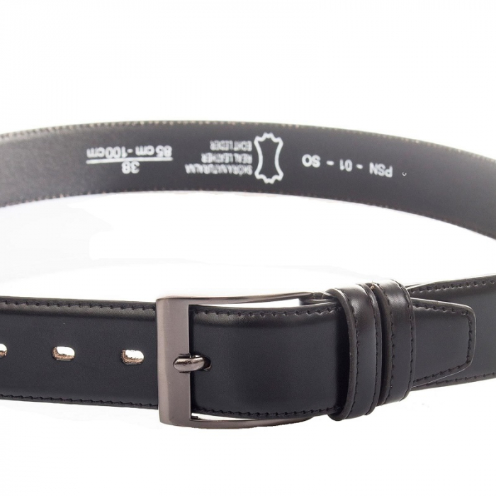 Curea barbati eleganta din piele naturala, Latime 3,8 cm, Neagra [2]