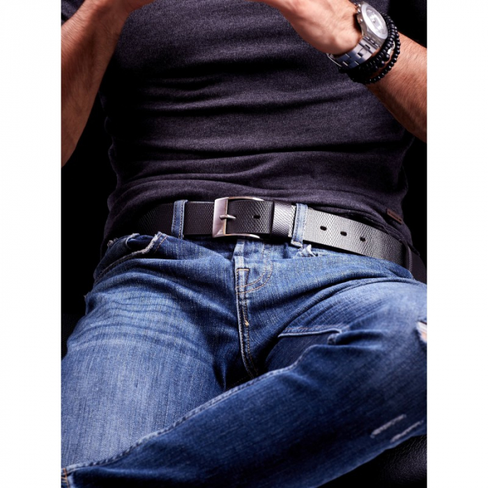 Curea lată din piele naturala, Neagra, Cavaldi, model sarpe, Latime 4 cm, CRLG04 [2]