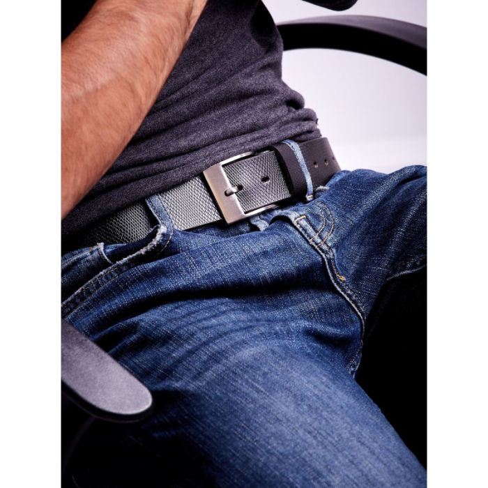 Curea lată din piele naturala, Neagra, Cavaldi, model sarpe, Latime 3,8 cm, CRLG03 [3]