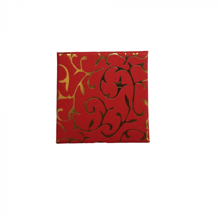Cutie de bijuterii rosie cu motiv floral [3]