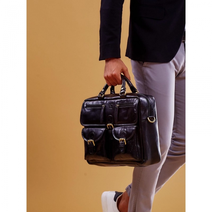 Geanta casual din piele naturala Always Wild, GEA408, Neagra [9]