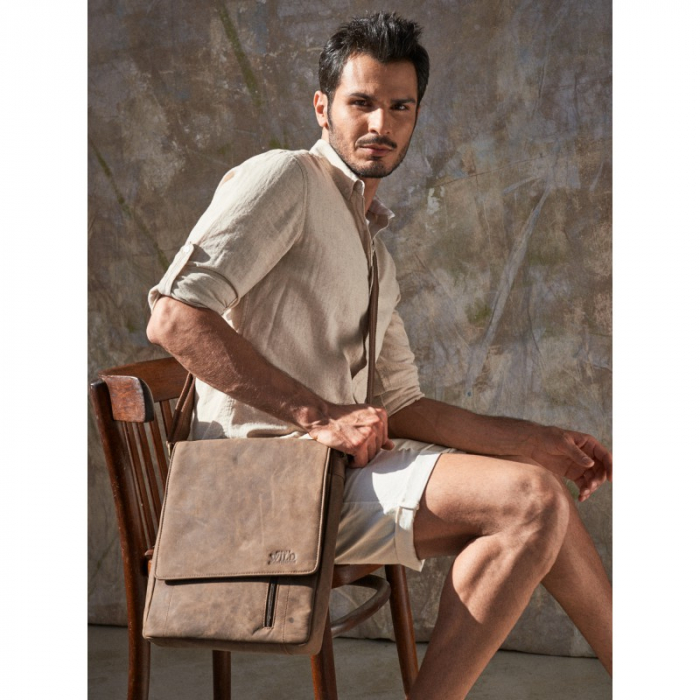 Geanta pentru umar din piele naturala, BORG4, Maron [9]