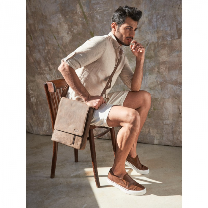 Geanta pentru umar din piele naturala, BORG4, Maron [8]