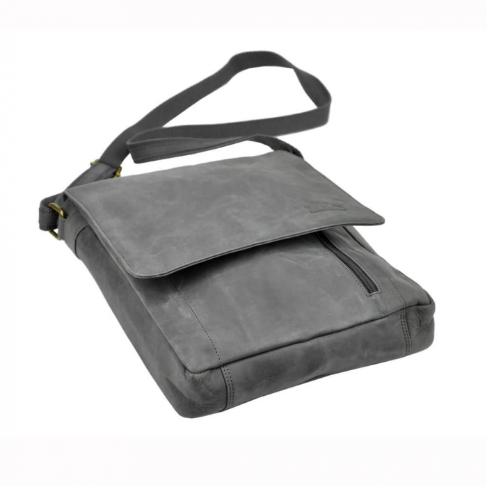 Geanta pentru umar din piele naturala, Always Wild, BORG3, Albastru [6]