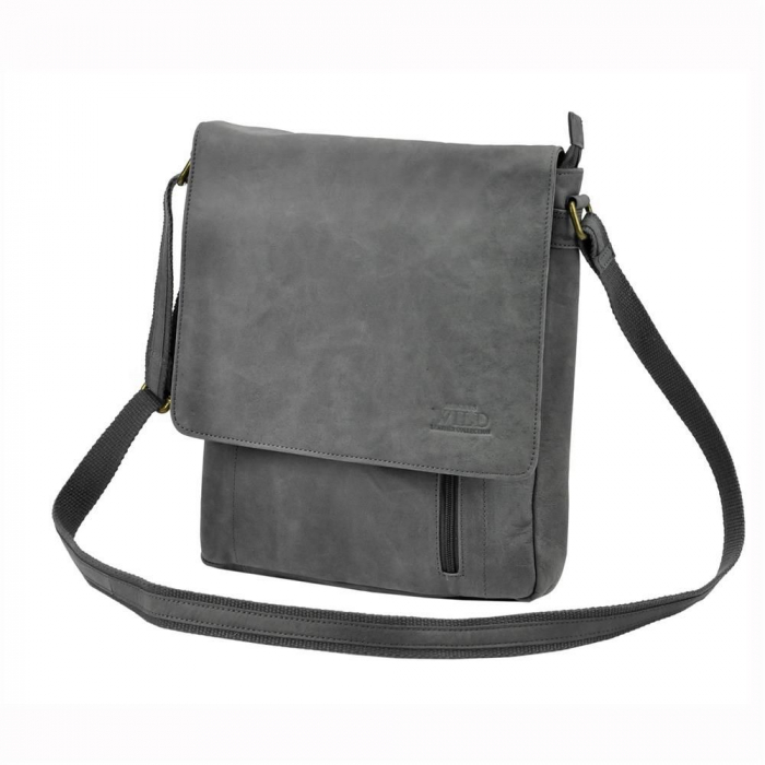 Geanta pentru umar din piele naturala, Always Wild, BORG3, Albastru [7]