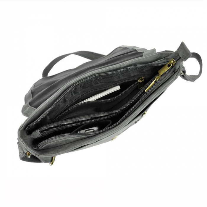 Geanta pentru umar din piele naturala, Always Wild, BORG3, Albastru [5]