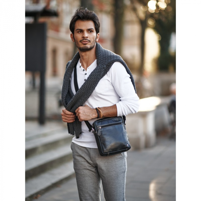 Geanta de umar din piele naturala, Neagra [2]