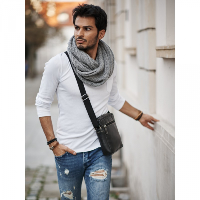 Geanta de umar din piele naturala, Neagra [3]