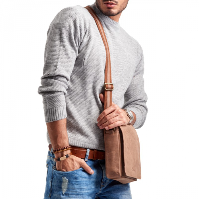 Geanta pentru umar din piele naturala, BORG2, Maron [10]