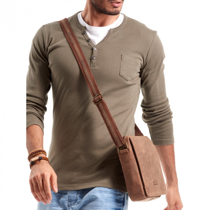 Geanta pentru umar din piele naturala, BORG2, Maron [8]