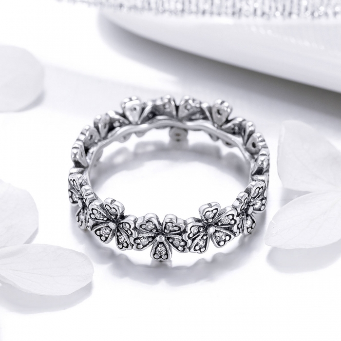 Inel argint 925 cu floricele delicate si zirconii albe - Be Nature IST0059 [3]