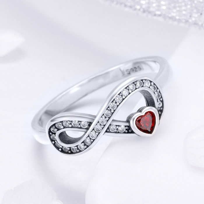 Inel argint 925 cu infinit si inimioara rosie - Infinite You IST0062 [3]