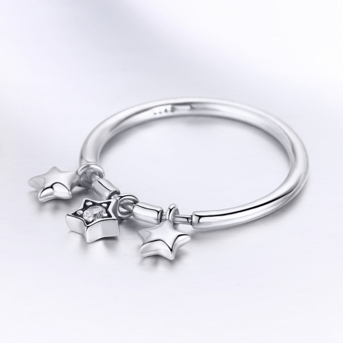 Inel argint 925 cu trei stelute si zirconiu alb - Be Nature IST0058 [3]