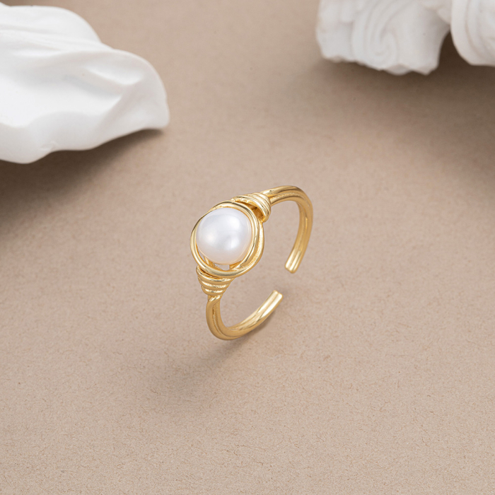 Inel argint 925 placat cu aur 14K cu perle naturale [3]