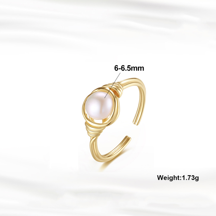 Inel argint 925 placat cu aur 14K cu perle naturale [5]