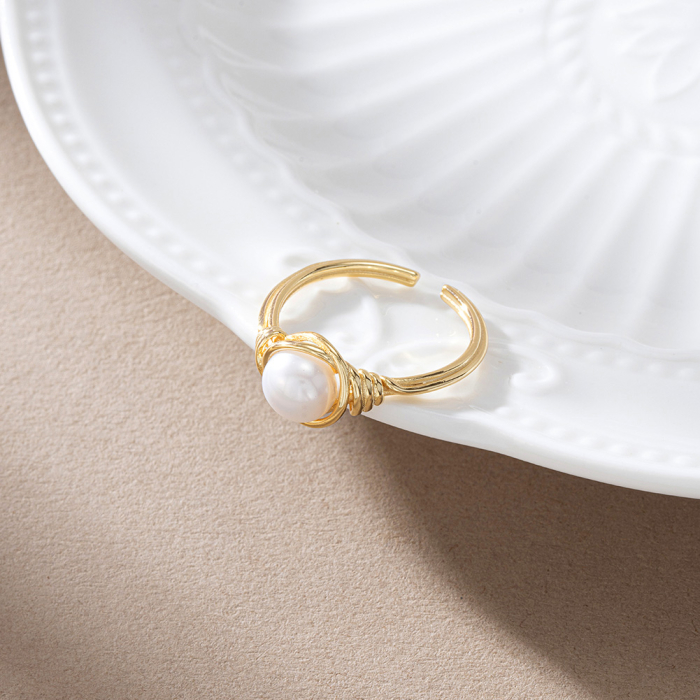 Inel argint 925 placat cu aur 14K cu perle naturale [4]