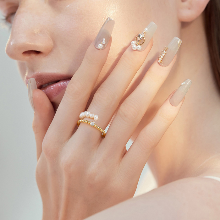 Inel argint 925 placat cu aur 14K cu perle naturale si zirconiu [2]