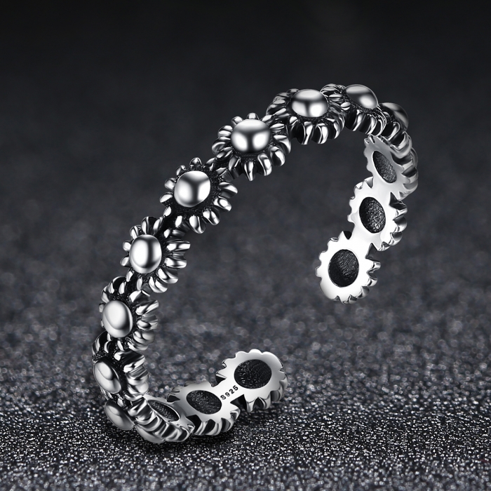 Inel argint 925 reglabil cu flori si aspect vintage - Be Nature IST0022 [2]