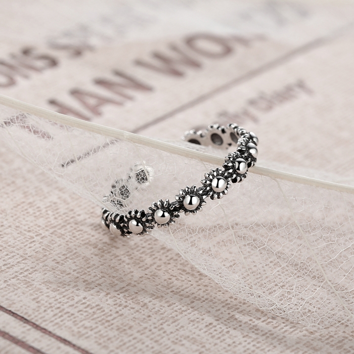 Inel argint 925 reglabil cu flori si aspect vintage - Be Nature IST0022 [6]