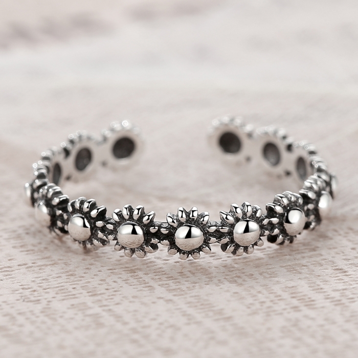 Inel argint 925 reglabil cu flori si aspect vintage - Be Nature IST0022 [5]