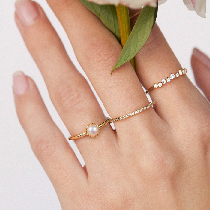 Inel argint 925 Simplitate placat cu aur 14K cu perle naturale [3]