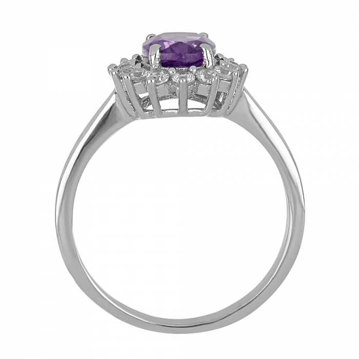 Inel argint cu ametist si cristale de zirconiu alb - IVA0094 [4]