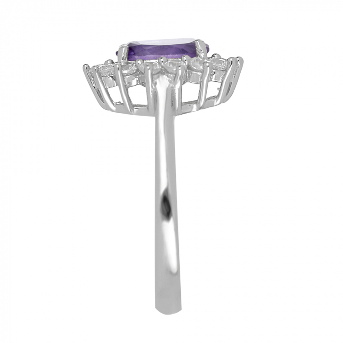 Inel argint cu ametist si cristale de zirconiu alb - IVA0094 [5]