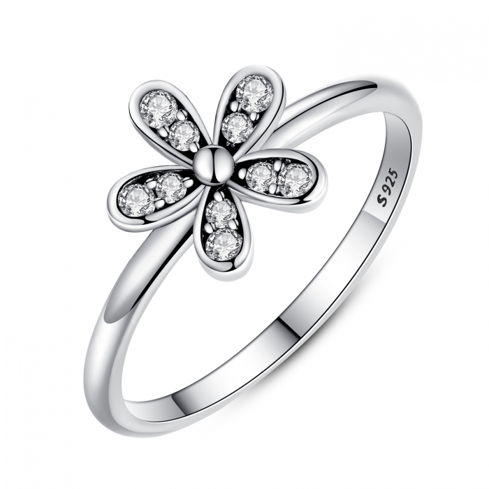 Inel argint cu floare si zirconii albe - Be Nature IST0012 [1]