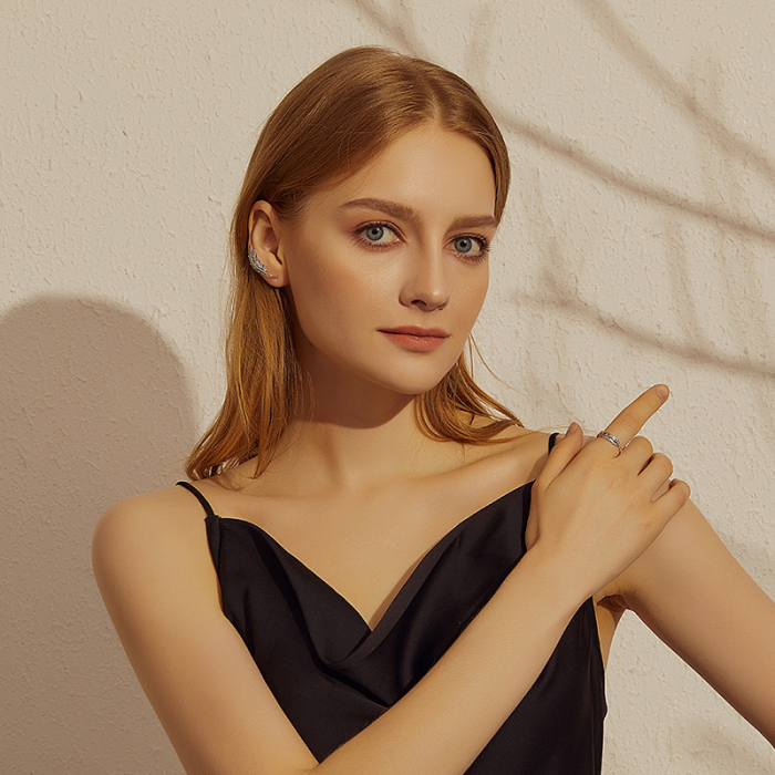 Inel argint cu frunza si zirconii [7]