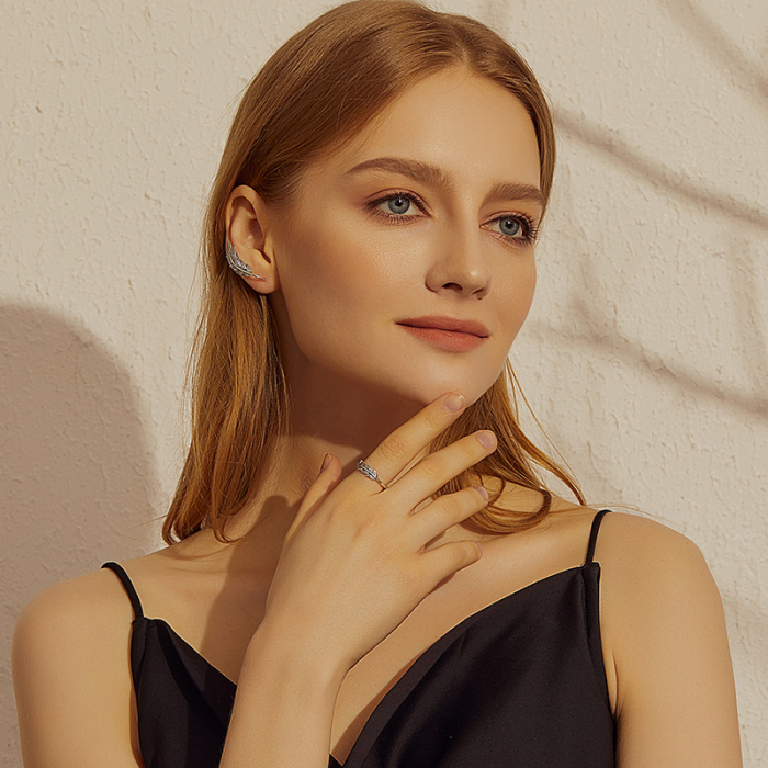 Inel argint cu frunza si zirconii [6]