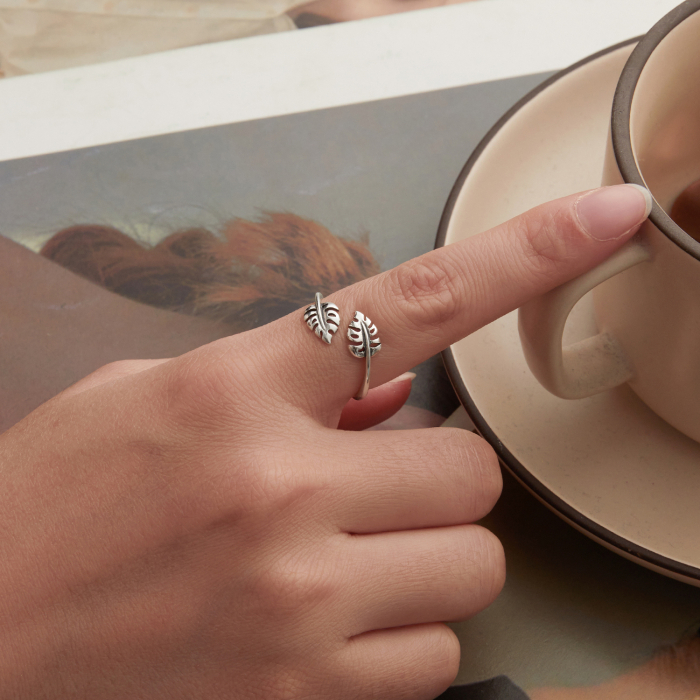 Inel argint cu frunze [4]