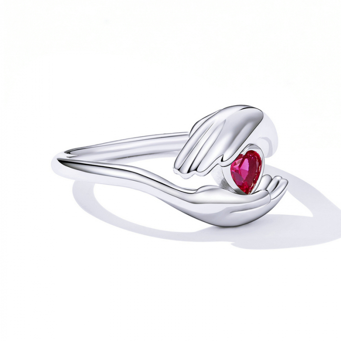 Inel argint cu maini protectoare si zirconiu [4]