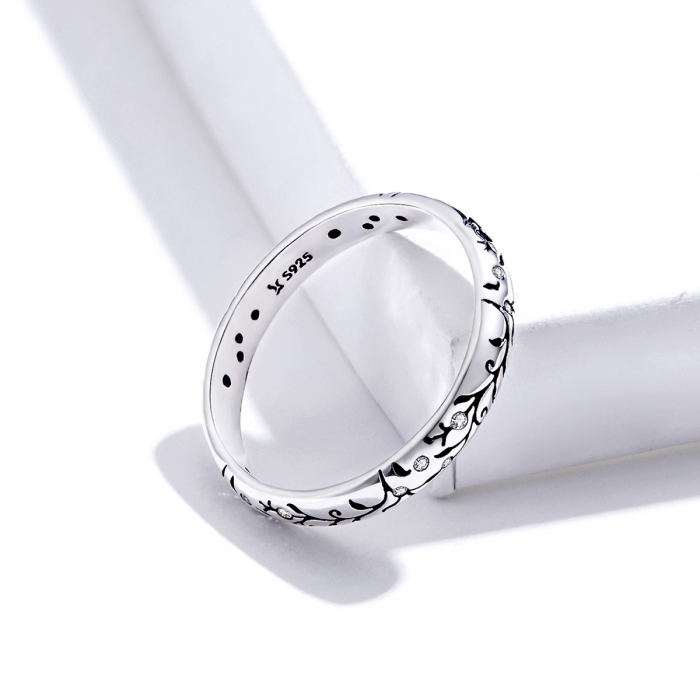 Inel argint cu model floral si zirconii [5]