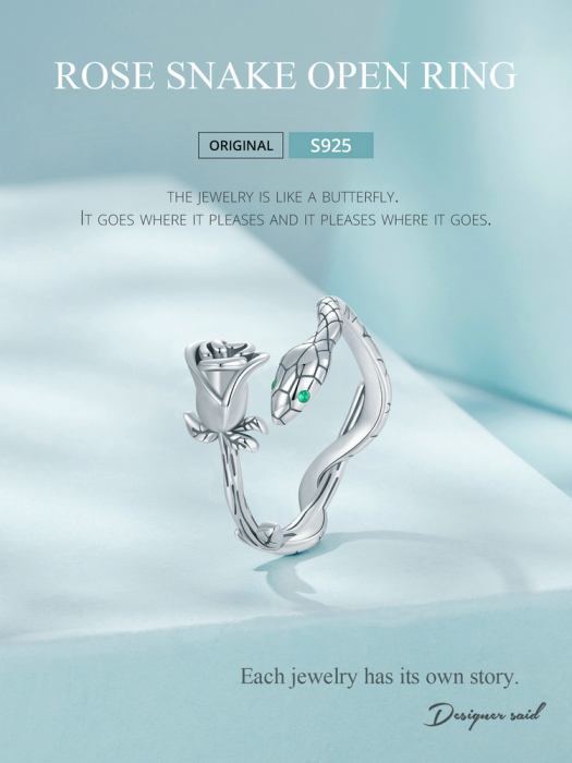 Inel argint cu sarpe si trandafir [13]