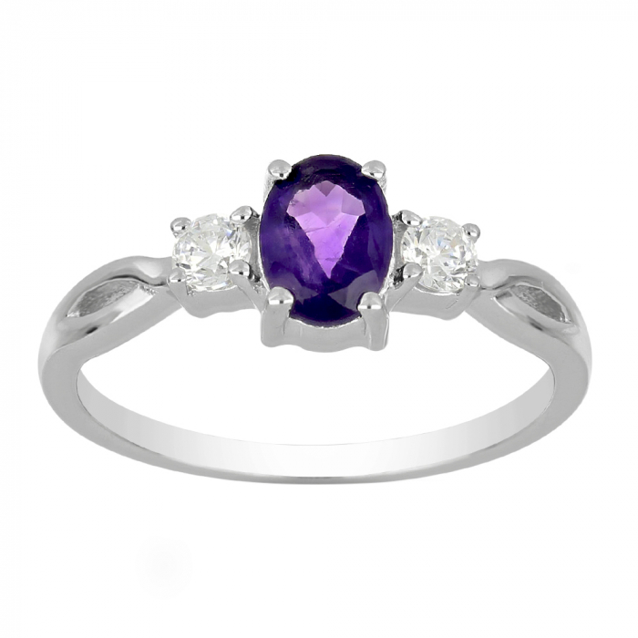 Inel argint elegant cu ametist si zirconiu alb - IVA0085 [2]