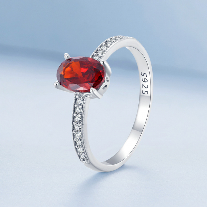 Inel argint elegant cu zirconiu granat [3]